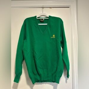 VTG Men’s Sz: 46 S Emerald Isle Bright Green Embroidered Vneck Pullover Sweater.
